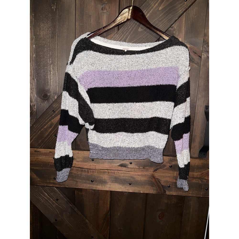 Free People Women Size S Cropped Striped Y2K 90' Candyland‎ Knit Sweater